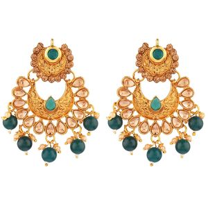 Indian Wholesale Jewellery Faux <b>Pearl</b> Crystal Kundan Choker <b>Necklace</b> Bridal Traditional Dangle Earring With Maag Tikka Set,Green - Product Image 6