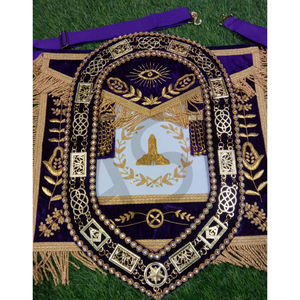 NOUVEAU TABLIER MAÇONNIQUE BRODÉ À LA MAIN AVEC COL ET JEWEL-HSE - Product Image 6