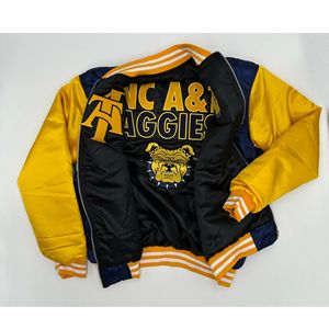 Para A & T Aggies Chaqueta Bomber Varsity de punto de invierno con logotipo de Bulldog para hombres y mujeres - Product Image 3