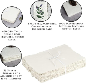 Bán buôn deckle cạnh bông Thảm handmade giấy được sử dụng cho đám cưới Thiệp mời làm trắng tùy chỉnh kích cỡ 150 400 GSM tấm - Product Image 6