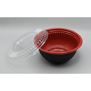 30oz Black/Red Disposable <b>Bowl</b> PP Container - Product Image 1