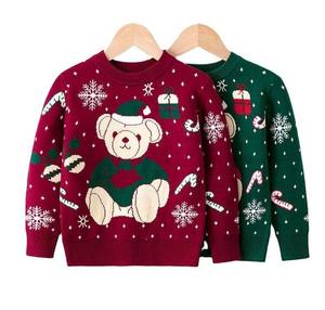 Customizable Winter <b>Jumper</b> for <b>Boys</b> Girls <b>Christmas</b> Jacquard Knit Sweater with Animal Pattern Casual Style for Europe America - Product Image 2