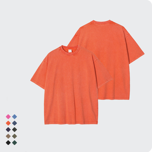 High Street Oversized Acid Wash Camisetas Vintage 250GSM 100 Algodón Frito Nieve Impresión Hombres Camiseta para hombres DDP Envío - Product Image 5