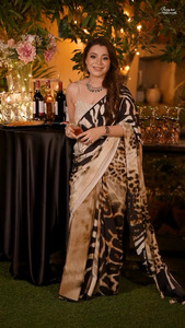 New Arrival Women's Vichitra Silk Faux Georgette Eco-Friendly Digital Floral Print Soft Ethnic <b>Bandanas</b> Sarees All Seasons - Product Image 4