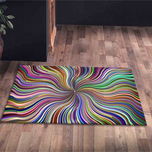 Alfombra con Estampado de Ilusión Óptica Colorida: Diseño Moderno y de Tendencia, Personalizado en Chenilla, con Pelo Suave - Product Image 5