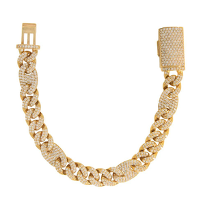 Pulsera DE TENIS chapada en oro de 14 quilates de nuevo diseño de calidad superior, pulsera de diamante fino de Hip Hop de enlace cubano de 18 quilates - Product Image 3