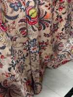 Rideau en velours de coton rose pêche à imprimé floral style vintage, taille sur mesure, 100% velours de coton