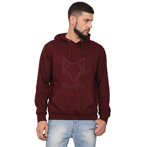 Sweat-shirt à capuche pour homme, couleur marron, coupe classique, en coton, décontracté, avec poche avant, couleur unie, pour l'automne - Product Image 2