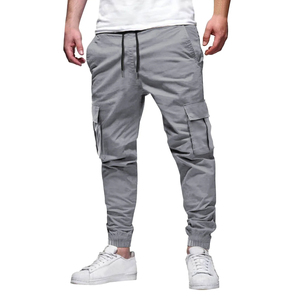 Vêtements de travail décontractés tout en coton à la mode pour hommes, pantalons de couleur unie, coupe ample, vêtements de sport multi-poches, vêtements en coton de couleur unie - Product Image 4