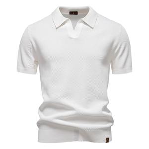 Polo d'été respirant pour hommes, polo décontracté à manches courtes de couleur unie, polo léger et extensible pour hommes - Product Image 5