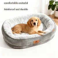 Lit Orthopédique Moderne et Classique en Velours Côtelé Rayé, Lavable et Personnalisable, avec Mousse à Mémoire de Forme, pour Chien et Chat – Chaud, Protecteur et Écologique – Offre Spéciale