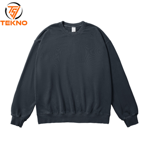Sweat-shirt surdimensionné en molleton de coton 100% pour hommes, col en O, long pull brodé, motif imprimé d'hiver uni - Product Image 1