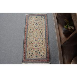 Alfombra de 1.5x3.2 pies, Alfombra Turca Vintage Pequeña, Alfombra de Lana Azul - Product Image 1