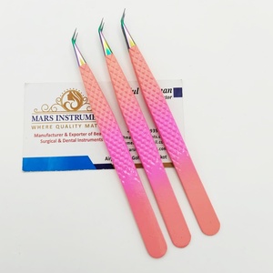 แหนบต่อขนตา3โทนสีชมพู45องศาพร้อมฉลากส่วนตัวทำจากสแตนเลส - Product Image 6