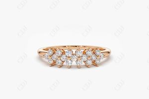 วงแหวนเพชรเรียงซ้อนกันได้สำหรับผู้หญิงดีไซน์คลาสสิกวงแหวนแต่งงานแบบสามแถว - Product Image 2