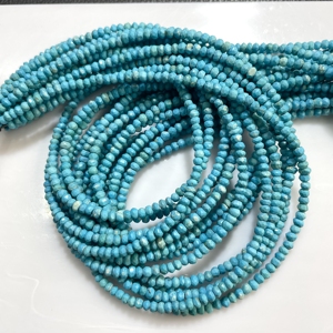 Cuentas facetadas de turquesa natural con forma de Rondelle, cuentas diminutas de piedras preciosas reconstituidas para la fabricación de joyas - Product Image 3