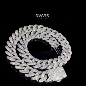 Cadena Cubana de Plata de Ley 925 con Diamantes Cultivados en Laboratorio, Estilo Atrevido y Elegante, Joyería Corporal Unisex - Colección Hip Hop de Moda - Product Image 1