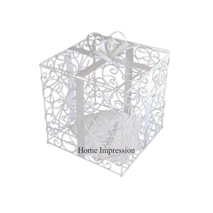 Matériau de qualité supérieure Look attrayant Designer d'art créatif moderne boîte-cadeau de mariage en métal et acrylique de couleur rose avec petite serrure - Product Image 5