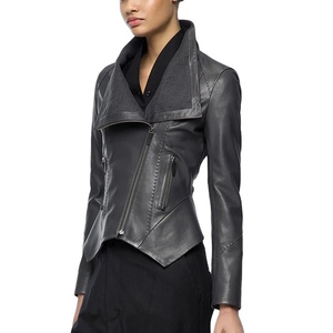 Veste à col en cuir pour femmes de style de rue Design personnalisé durable avec fermeture éclair Veste courte d'hiver pour hommes 2026 - Product Image 4
