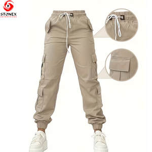 Pantalons cargo pour femmes en gros, nouveaux, personnalisés, été, devant plat, coupe régulière, couleur unie, haute qualité - Product Image 1