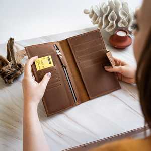 Pasaporte familiar de cuero genuino Crazy Horse personalizado RFID bloqueo multifunción de alta calidad billetera de viaje - Product Image 6