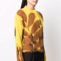 Pull en mohair pour femme en coton de dernière génération, doux et chaud, tricoté, haut d'hiver, bouton devant, pull en mohair de rue pour femme