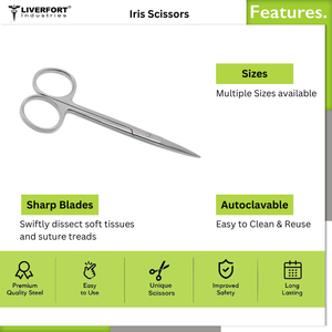 Acier inoxydable de qualité supérieure, ciseaux à iris 4 ", pointe fine et droite de 4.5", ciseaux d'instruments chirurgicaux autoclavables CE - Product Image 2
