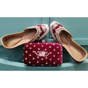 Ideas de regalos para el día de San Valentín, calzado de moda para mujer, zapatos tradicionales con monedero de mano a juego, zapatos duraderos Rajasthani - Product Image 4