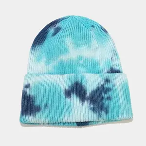 High Quality Tie Dye Trawler Knit Cuffed <b>Skull</b> Cap Winter <b>Beanie</b> Men Women Skiing Beach Wholesale Roll Fishermen <b>Beanie</b> Short - Product Image 2