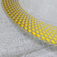 Assiettes de présentation transparentes perlées dorées de haute qualité, vaisselle de luxe pour événements, mariages, fêtes et fournitures hôtelières