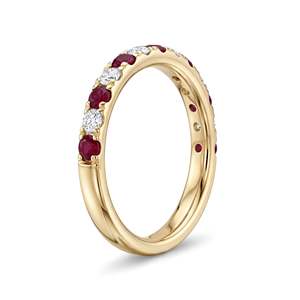 Bague Éternité SHREYA DIAM pour Femme en Or Jaune avec Saphirs et Diamants, Taille Ronde Brillante, Sertissage à Griffes, Style Classique, Anniversaire - Product Image 6