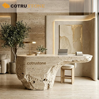 Comptoir de réception personnalisé en marbre travertin de luxe pour hôtel de luxe, boutique, salon, hall, mobilier de bureau