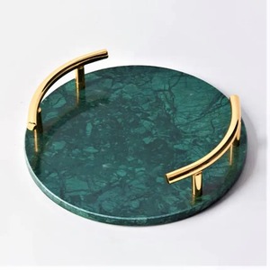 ถาดเสิร์ฟหินอ่อนด้ามโลหะสุดหรูทำด้วยมือสำหรับชาและกาแฟของตกแต่งบ้านถาดวางโต๊ะ - Product Image 2