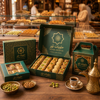 Boîte en papier personnalisée AT PACK pour les douceurs arabes, baklava, dattes, pâtisseries, emballage cadeau avec logo