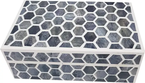 กล่องเครื่องประดับทำด้วยมือลายรังผึ้งรอยัลกล่องเครื่องประดับไม้ตกแต่งโต๊ะสำหรับเก็บของที่ระลึกหรือกล่องของขวัญ - Product Image 4