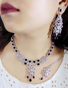 Ensemble collier réglable en laiton argenté avec diamants américains pour mariage, fiançailles et anniversaire, bijoux indiens pour fêtes - Product Image 6