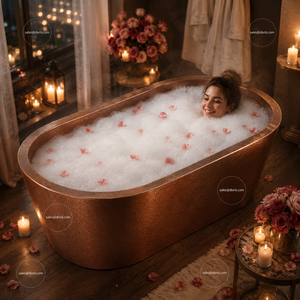 Vente en gros Divris DRC-7301 Baignoire autoportante en cuivre, ovale, faite à la main, de luxe, pour immersion profonde, finition personnalisée, moderne, antimicrobienne - Product Image 5