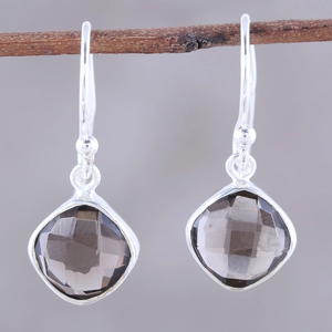 Wholesale Elegant Smoky Quartz Sea Glass 925 Sterling <b>Silver</b> Faceted Gemstone Drop <b>Earrings</b> Handmade June Birthstone Jewelry - Product Image 4