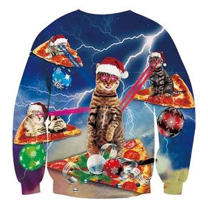 Vêtements pour hommes Sweat-shirt Noël Chat mignon Sweat-shirt Motif d'impression 3D Col ras du cou Pull-over Sweat-shirt - Product Image 5