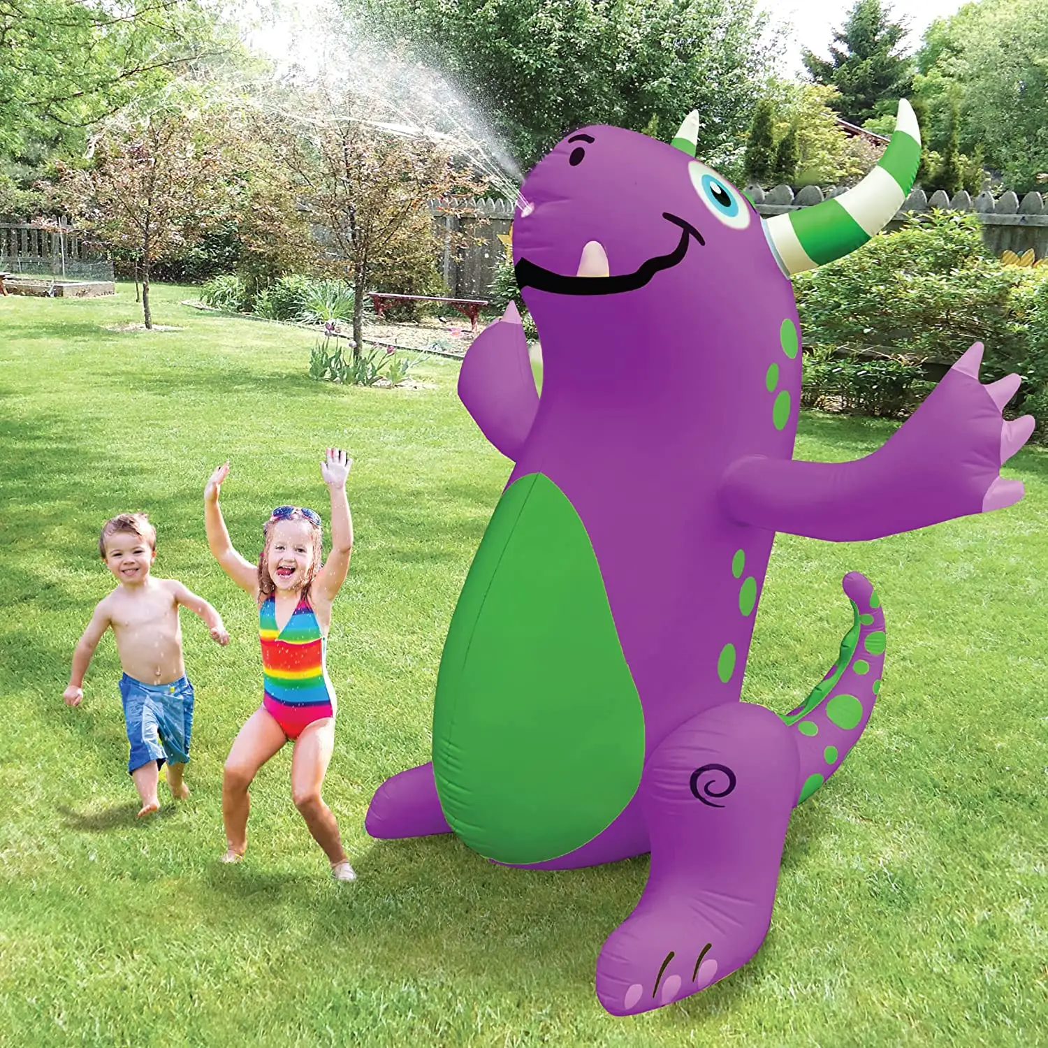 Purple Monster Inflatable Yard Sprinklers Splash Fountain Inflatable Sprinkler for Kids Water Toy Hose Attachment