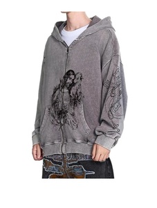 Custom Vintage <b>Men</b> Cotton Distressed Acid-Washed <b>Jacket</b> Hooded Zipper Bomber Metal Zipper & Pockets <b>jacket</b> for <b>men</b> - Product Image 2