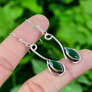 Pendientes de ónix verde Spinner de piedras preciosas hechas a mano de Plata de Ley 925, regalo de boda de plata estampada 925, pendientes de la mejor calidad, joyería - Product Image 2