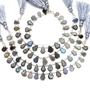 Perles multi-pierres précieuses de forme géométrique lisse en Labradorite naturelle fine de 6 "pouces 9x7 à 11x7 MM pour la fabrication de bijoux - Product Image 1