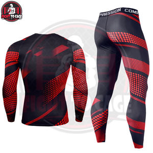 Conjunto de 2 Piezas de Rashguard Estampado de Spandex/Nylon para Hombre - Ropa Deportiva de Secado Rápido para Entrenamiento de MMA, BJJ y Gimnasio - Product Image 2