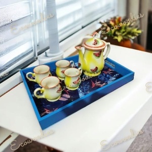 Plato de madera maciza de bambú pintado creativo para aperitivos, bandeja de té con asa, mesa de comedor Rectangular, organización, bandeja para servir, Baño - Product Image 2