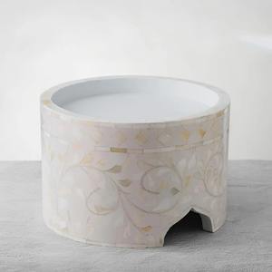 Le piédestal de socle de support de gâteau de cylindre de nacre bleue se tient pour la boulangerie et les desserts présentant - Product Image 3