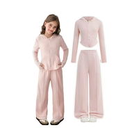 Conjunto Casual de Dos Piezas para Niña, Camiseta con Estampado 3D de Estrella de Cinco Puntas, Pantalones Anchos de Pierna, Ajuste Delgado, Manga Larga, 100% Algodón
