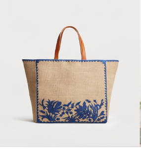 Sac fourre-tout élégant en jute et cuir tissé avec poignées épaisses pour un usage quotidien, disponible au prix de gros. - Product Image 4