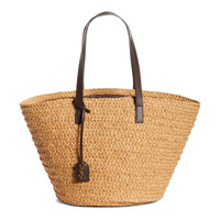 Sac fourre-tout élégant en raphia tressé, sac à main tendance en rotin et cuir, détails luxueux perles et diamants, grande capacité