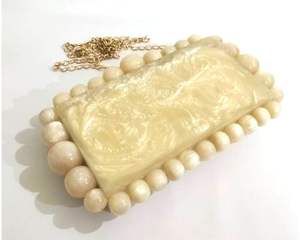 Bolso de mano de modelo náutico de resina de alta calidad para mujer, ropa de noche de fiesta, arte coleccionable, aspecto de mármol europeo - Product Image 6